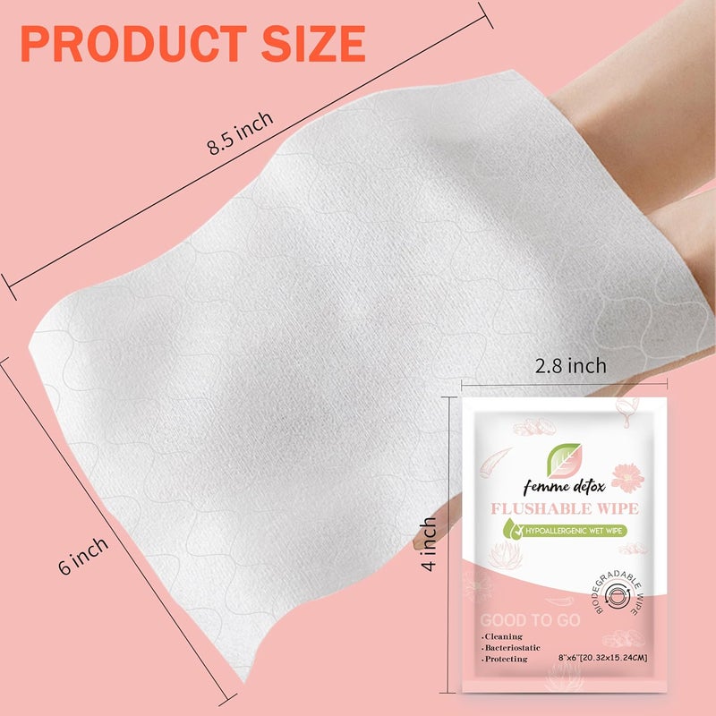 USTAR 30 Count Flushable Feminine Wipes pH-Balanced & Unscented for Sensitive Skin | Individually Wrapped, Septic-Safe, Aloe-Infused | Travel & Home Use - Image 3